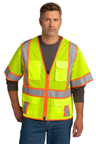 CornerStone® ANSI 107 Class 3 Surveyor Mesh Zippered Two-Tone Short Sleeve Vest